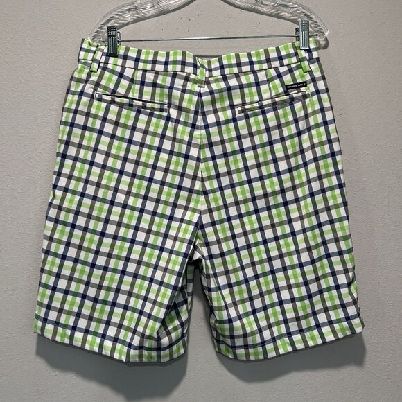 Chaps Golf 78 Mens Shorts 32 Checkered Preppy Blue Green Plaid Flat Front - Picture 4 of 16